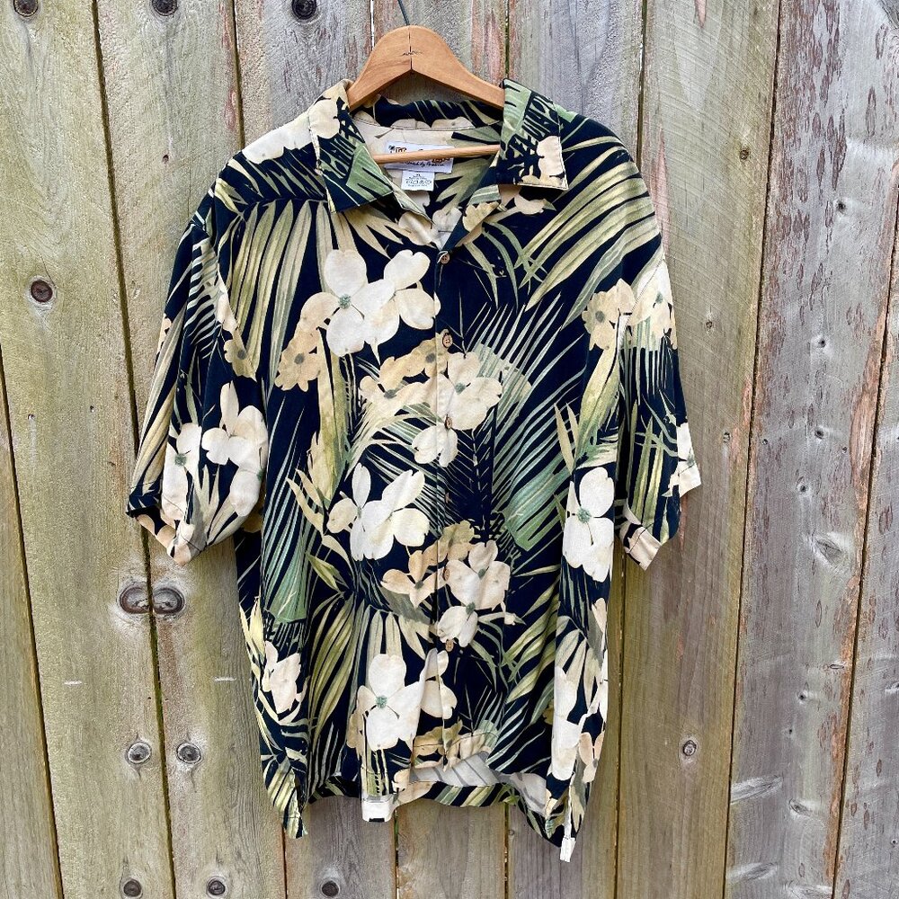 Honolulu Lulu Men’s Button-Up 100% Silk Hawaiian Shirt Floral Size XL